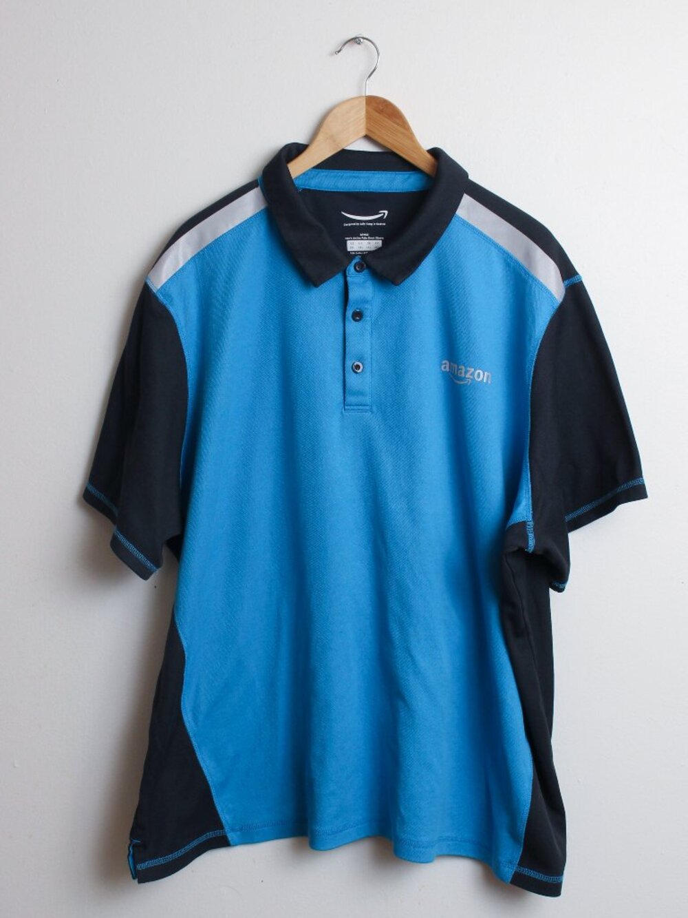 Amazon Employee Polo Mens 3XL Blue Short Sleeve Reflective Prime Shirt
